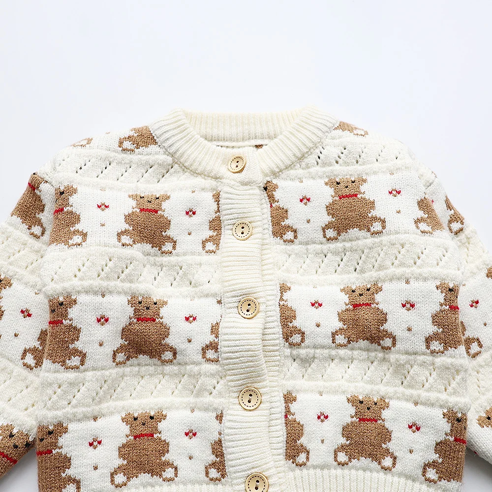 Autumn Kids Sweaters Bear Print Girls Sweaters Boys Knitwear Children  Cardigans