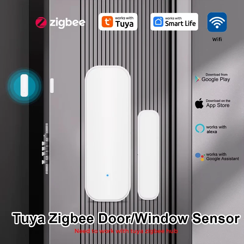 

Tuya Zigbee/WiFi Door Sensor and Tuya Smart Life Window Magnetic Sensor Detector Wireless Home Door Sensor Via Alexa Google Home