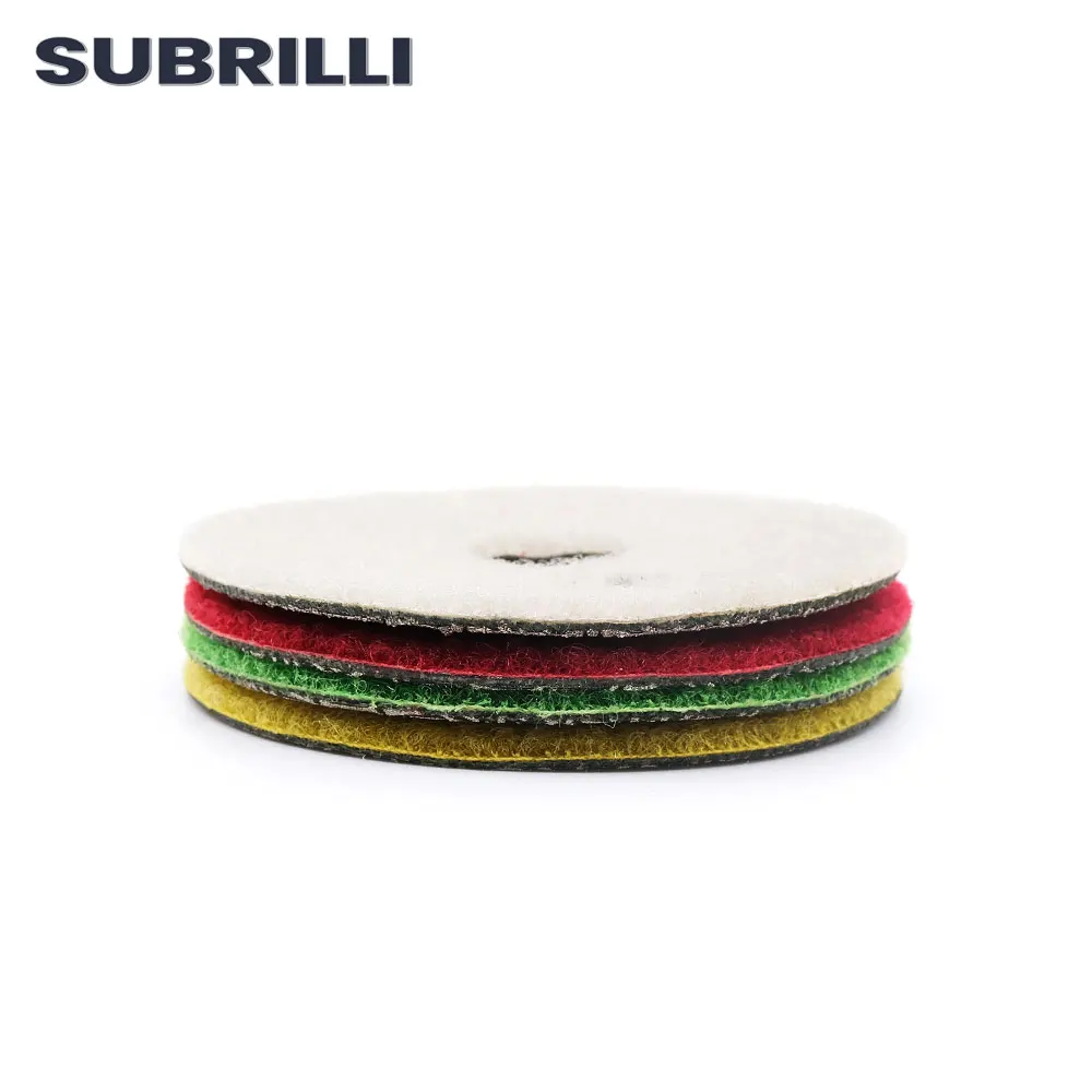 SUBRILLI-almohadilla de pulido de diamante galvanizado, disco de lijado Flexible, muela para granito, mármol y cerámica, 80mm, 3 ", 4 unids/set/juego