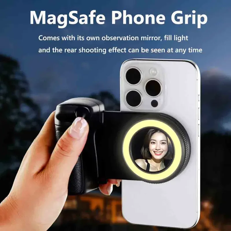 บลูทูธแม่เหล็กโทรศัพท์สมาร์ทกล้องชัตเตอร์Grip HandleเติมแสงกระจกMagsafeสําหรับIphone 16/1/5/14/13/12 การถ่ายภาพ