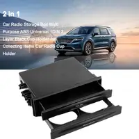 Caja de almacenamiento de Radio de coche 2 en 1, multiusos, ABS, Universal, 1DIN, portavasos de 2 capas para coleccionar artículos, portavasos negro para Radio de coche