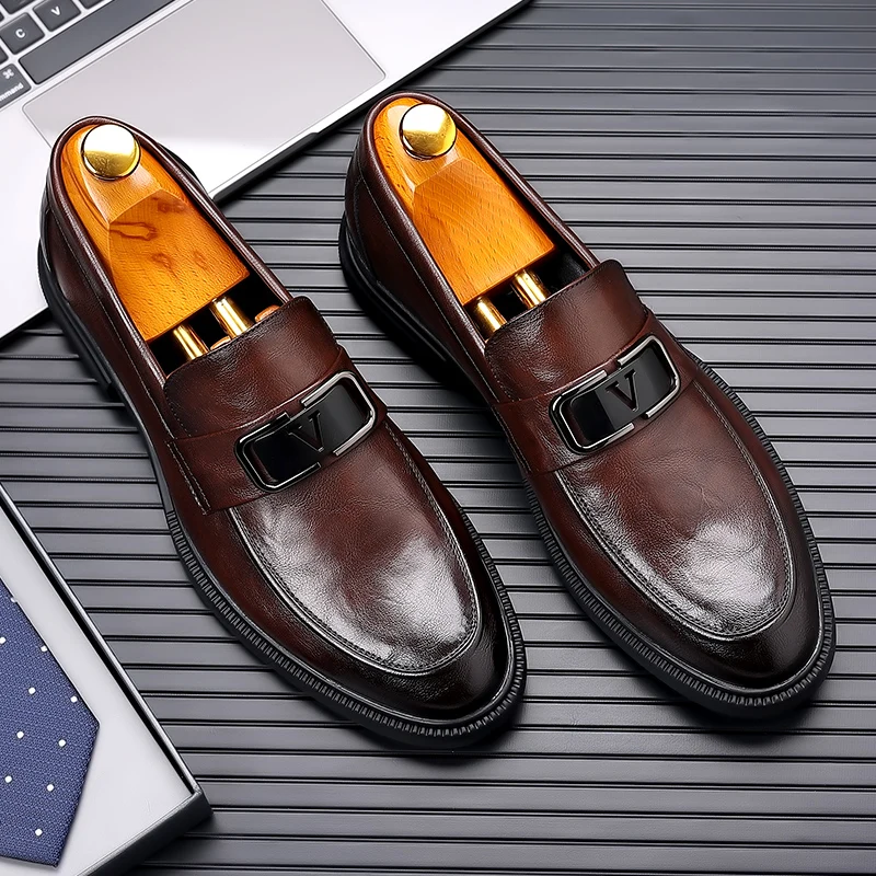 

High-quality men's formal shoes leather luxury party wedding men's shoes brown oxford business shoes men's lefse