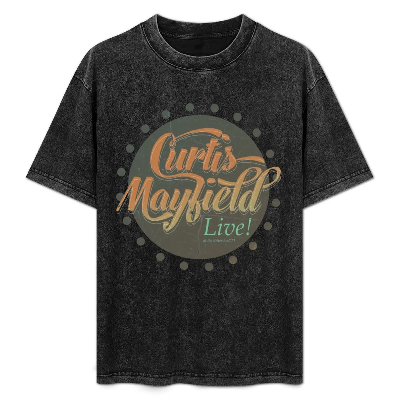 Camiseta con logotipo de Curtis Mayfield Live at the Bitter End 1971, camiseta informal de corte holgado para el trabajo