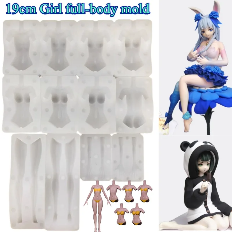 Doll cm Large Proportion Figurine Girl Full Body Arm/Leg Silicone Mold DIY Ultra-light Clay Anime Character Decoration Mold