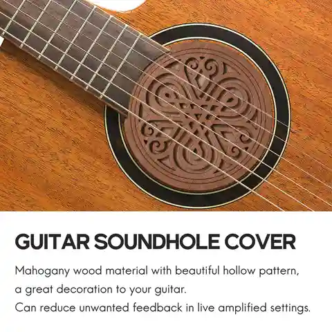 Practical Guitar Wooden Soundhole Sound Hole Cover Block Feedback Buffer Mahogany Wood for EQ Acoustic Folk Guitars 7#