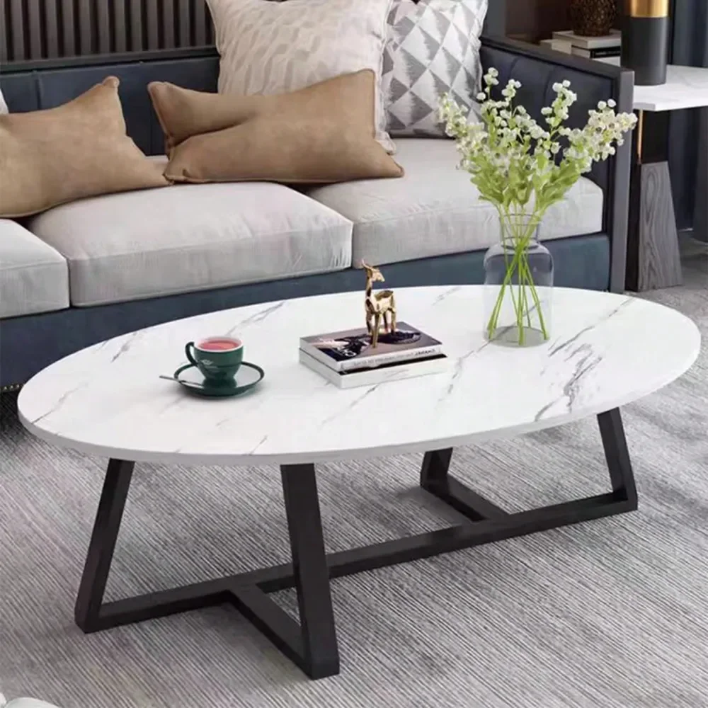 

Table White Faux Marble Coffee Table For Living Room,Oval Modern Center Table Tea Table For Small Space,Wooden Living Room Tabl
