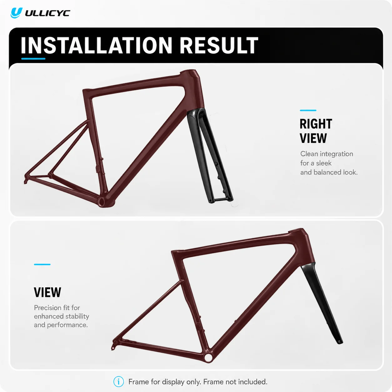ULLICYC T1000 Vollcarbon Starrgabel nur für SL8 Rahmen, vollständige interne Kabelführung, Steckachsen-Rohrgabel, matt & glänzend – Detail 8