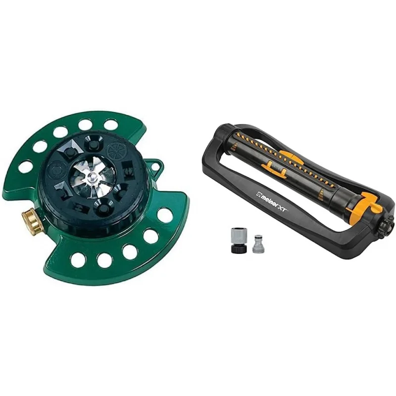 

Metal Base, Green 15024 ColorStorm 9-Pattern Turret Sprinkler with Heavy-Duty Meta & XT Turbo Oscillating Sprinkler