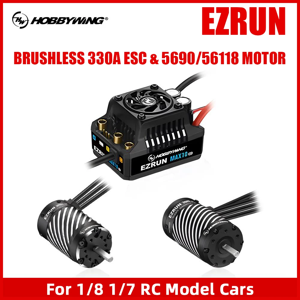 

HOBBYWING EzRun ESC Motor Combo Brushless 330A ESC 5690/56118 Motor For 1/8 1/7 RC Cars