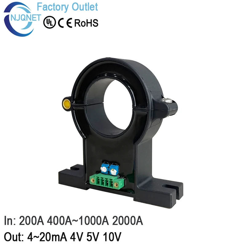 

Hall effect current sensor QNDBK1-40 AC 600A 800A 1000A 2000A 4 20mA DC Current Transducer Split core current transmitter 420mA