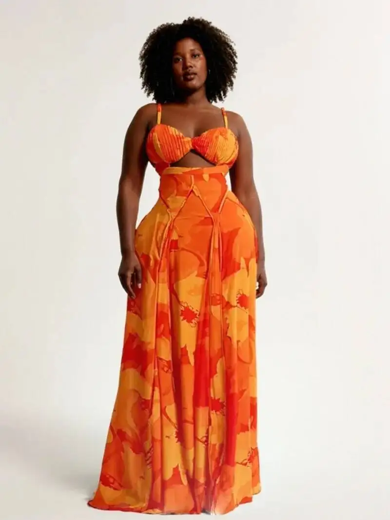 Frauen Floral Bedruckte Strap Backless Bh Vorne Große Schaukel Maxi Langes Kleid Vintage Sexy Club Party Abendkleider EWQ5