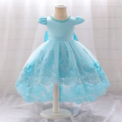 Big Bow Baby Girls 1st Birthday Princess Dress Toddler Infant Embroidery Flower Baptism Girl Party Dresses for Kids Evening Gown