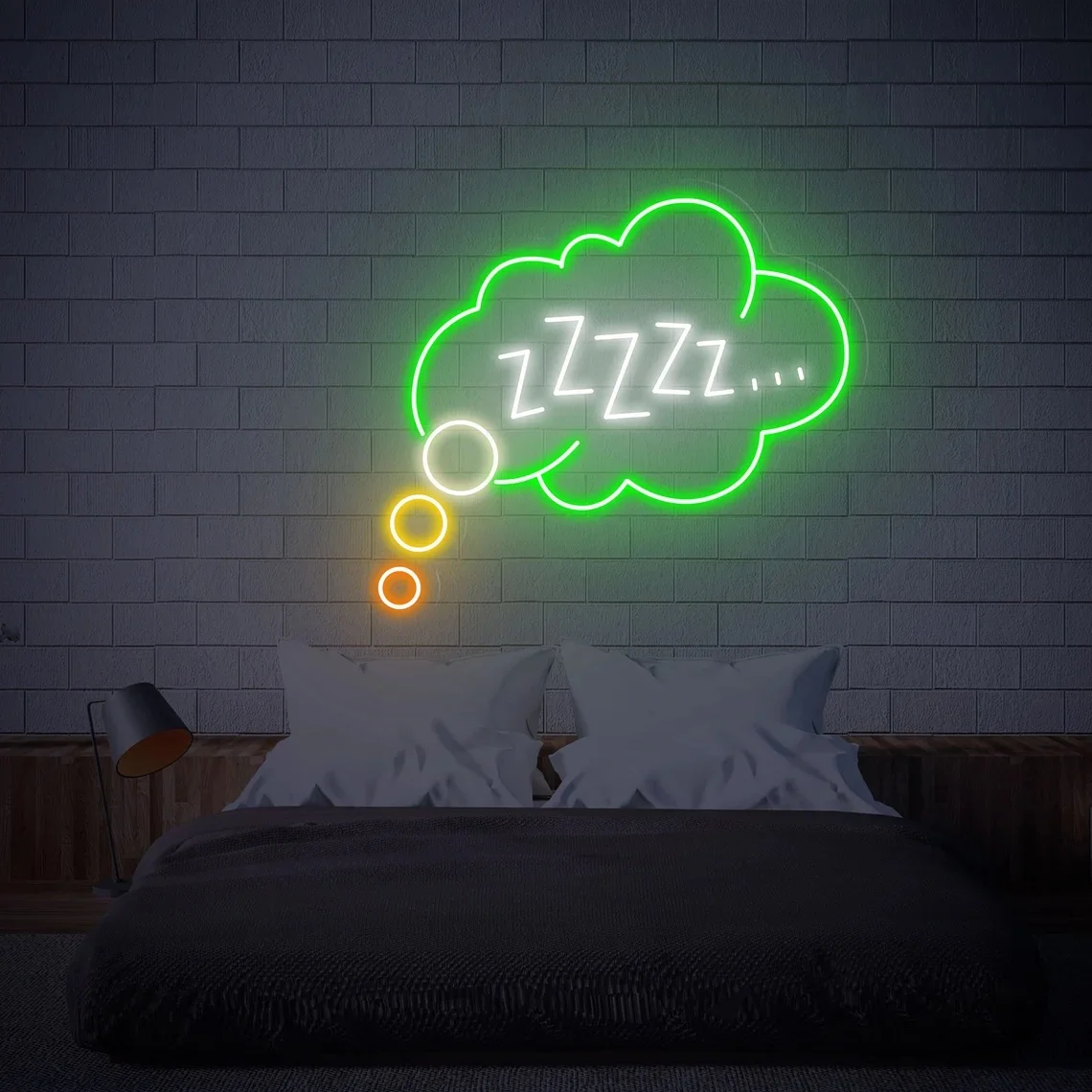 علامة Goodnight Sleeping Zzzz Neon لغرفة الأطفال، لافتة غرفة الألعاب الخفيفة النيون