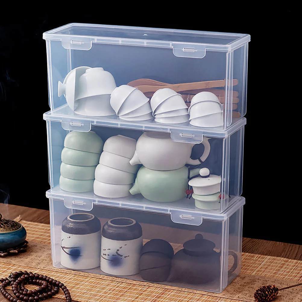 

Plastic Teaware Storage Box Multifunctional Cup ganizer Household Tea Set Case Dustproof Reinforced Kitchen Facility Smooth