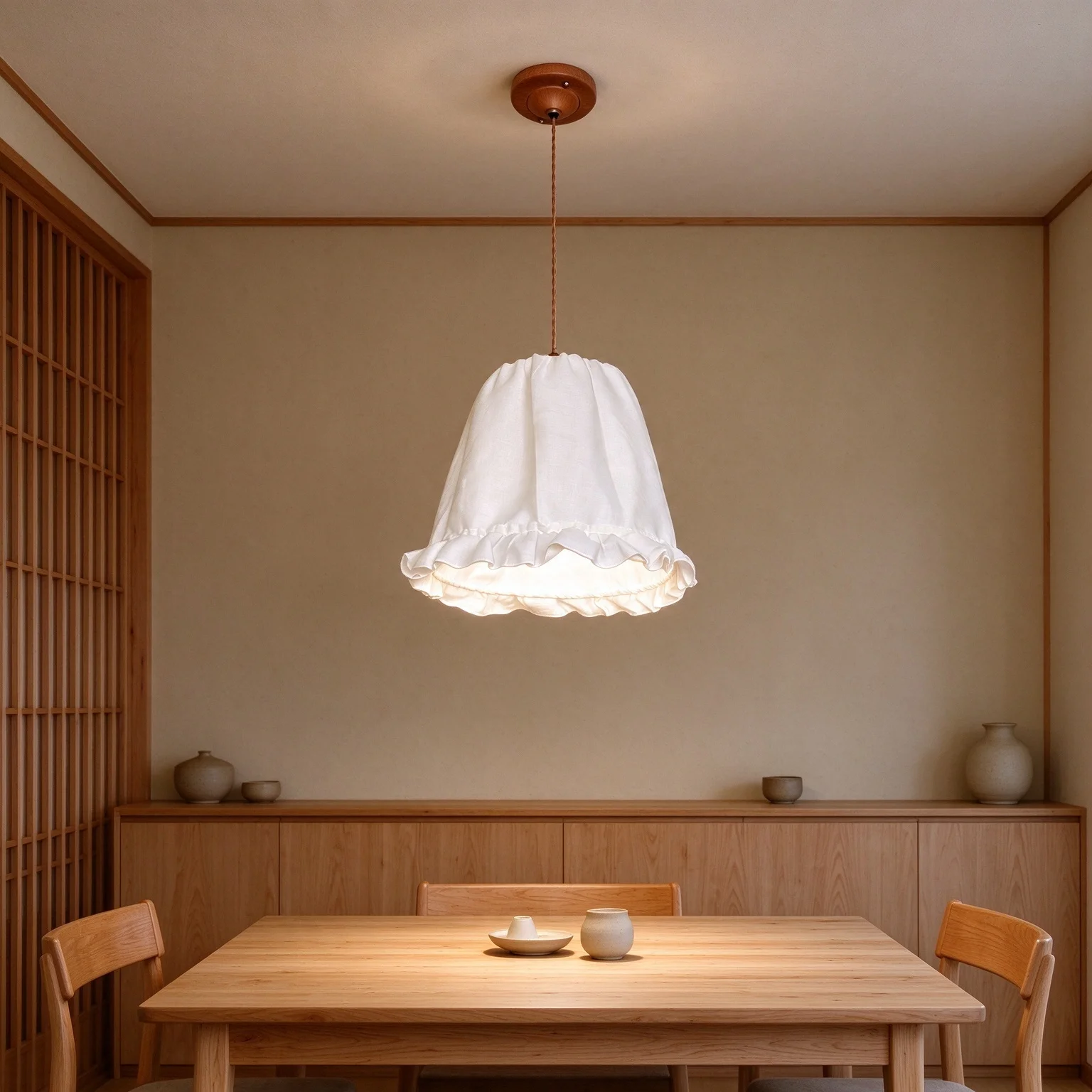 French Vintage Style Linen Pendant Lights Bedroom Beside Hanging Lamps Kitchen Island Chandelier Minimalist Home Decor Lighting