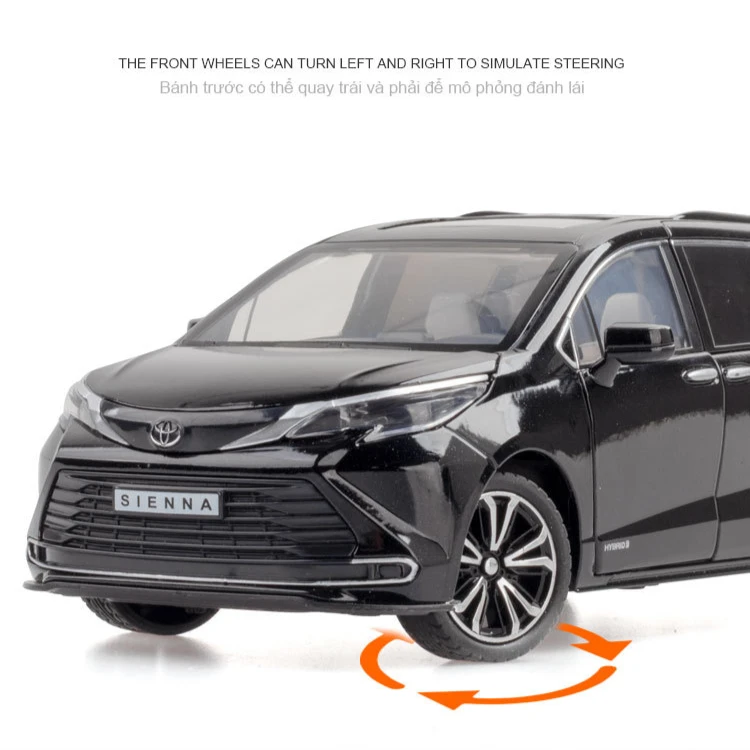 1:24 トヨタ シエナ MPV ダイキャストおもちゃの車のモデルミニチュアプルバックサウンド & ライトドア開閉可能なコレクションギフト少年子供のため