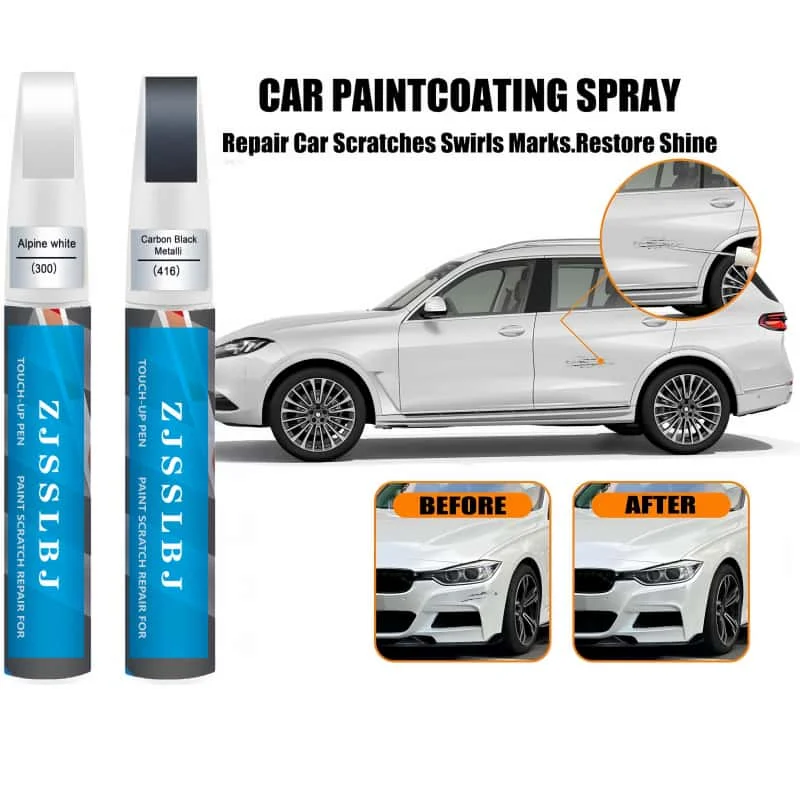for BMW Touch Up Paint Kit W/ 2K Clear Coat - Exact Match 300 Alpine White, 475 Black Sapphire - Chip Scratch Repair