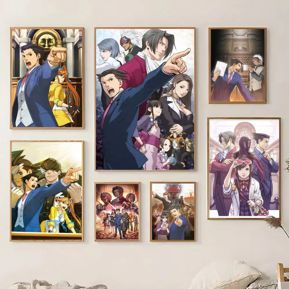 A-Ace A-Attorney Anime Game Poster Sticky Wall Art Printing Waterproof Home Living Bed Room Bar Aesthetic Decor