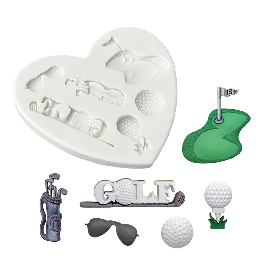 Molde de silicona de Golf para repostería, herramientas de resina para hornear magdalenas, Fondant, decoración de pasteles