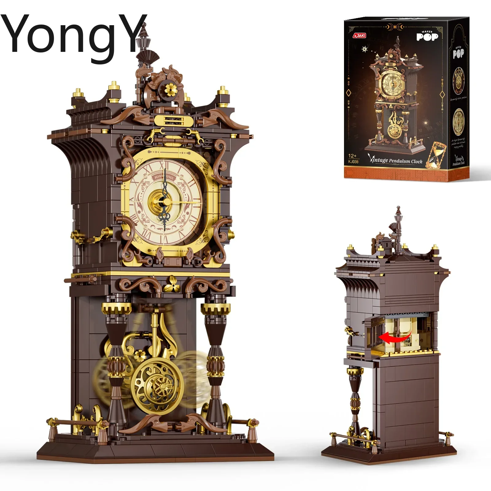 JAKI Vintage Clock Building Blocks Set for Adults Grandfather Clock Model Antique Style Decorative Display Home Decor Gift