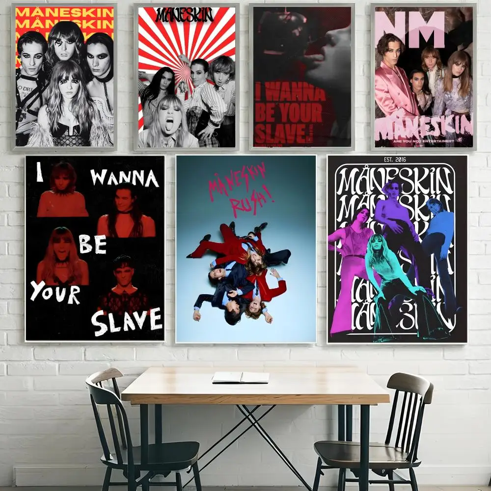 Måneskin Poster HD Waterproof Self-Adhesive Wall Art with Mu