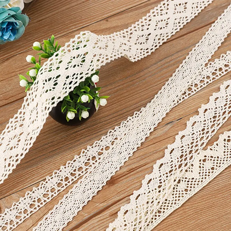 5Meter Roll White Cotton Embroidered Lace Net Ribbons Fabric Trim DIY Decorate Sewing Handmade Craft Materials Bow