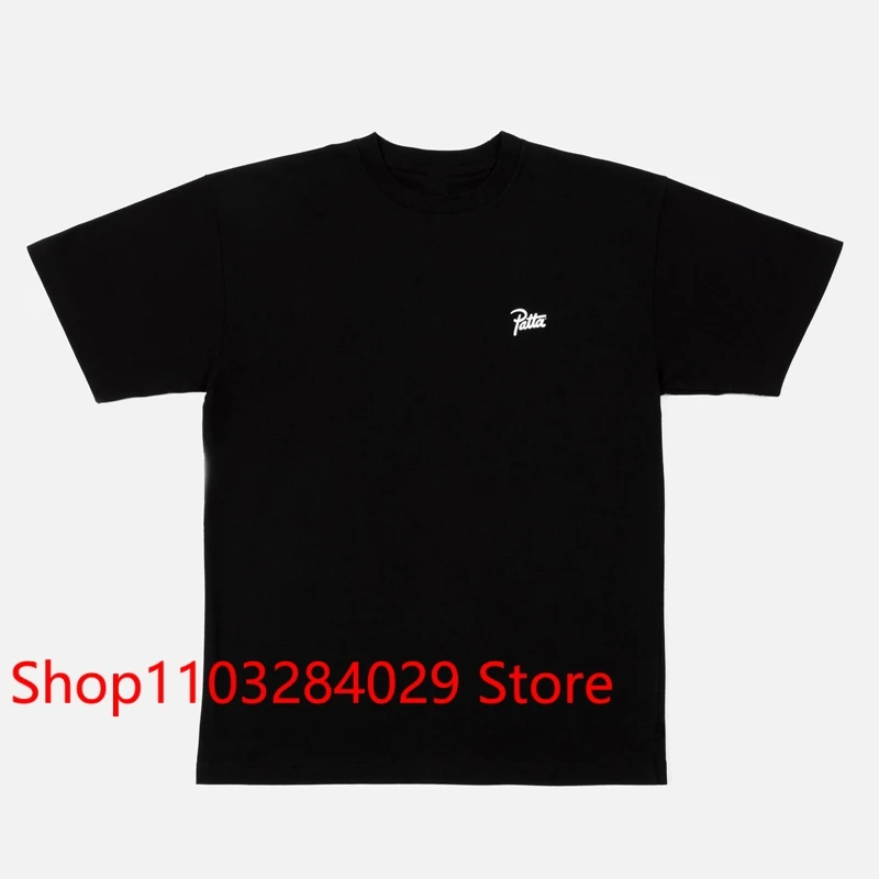 Simples Letter Print Black White Patta Short Sleeve Top Tee Men Women Couples Loose Casual Streetwear PATTA T Shirts