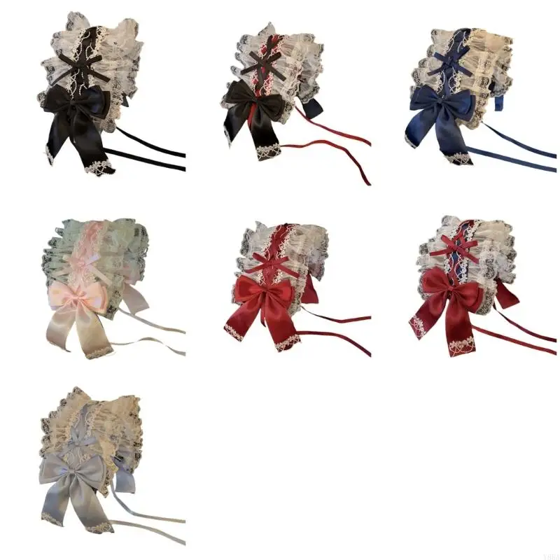

Y88A Ruffled Lace Bowknot Headrress Элегантный аксессуар для прически для тематического мероприятия