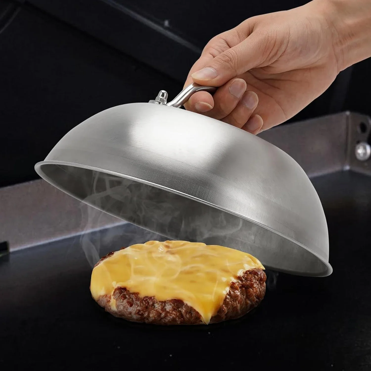 3Pcs Edelstahl Bratpfanne Abdeckungen Steak Grill Burger Topf Deckel Runde Abdeckungen Universal Restaurant Kochgeschirr Geschirr
