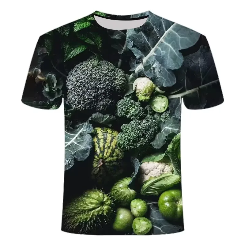 Summer Fashion Produce Men Creative T-Shirt Vegetable Trend Hip Hop Personality O Collar Short Sleeve Large Size Quality Shirt