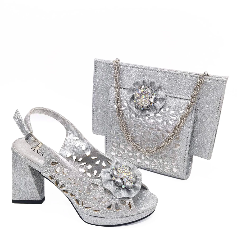 

Doershow fashion lady Shoes and Bag Set Italy beautiful Italian Shoes with Matching Bag Set Decorated with Rhineston! HTG1-34