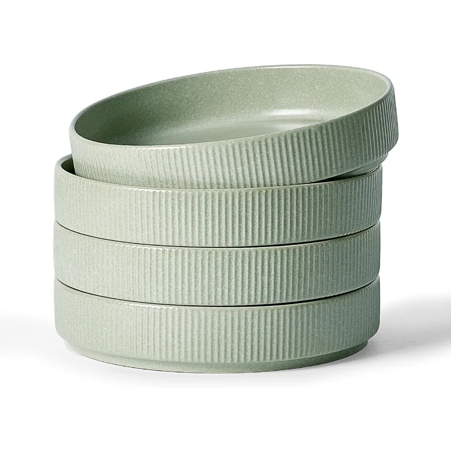 

Большие миски для макарон 8,25 Набор из 4 предметов для сервировки еды Неглубокие тарелки для салата Идеально подходят для ужина и обеда Легкий и стильный