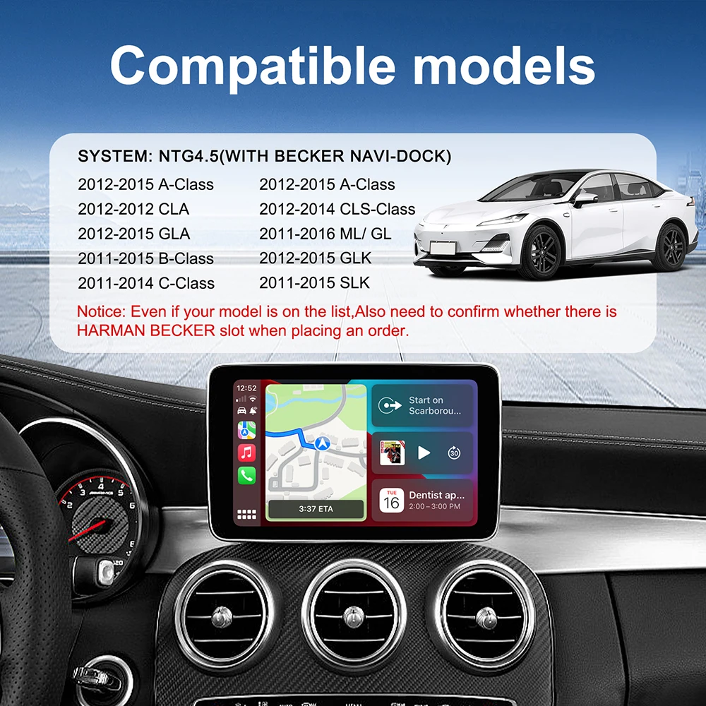 New upgrade Wireless Carplay Android Auto For Mercedes NTG4.5 Becker W177 Benz W204 A B C E G GLA CLA GLK ML Class  Carplay