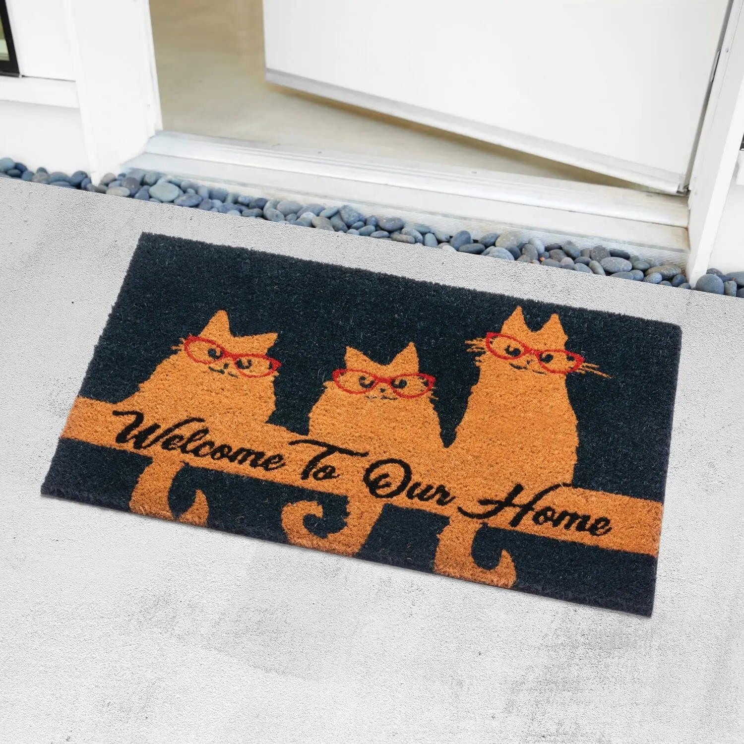 Funny Cat Welcome Home Doormat Pet Lover Mat Cute Indoor Outdoor Entryway Rug Polyester Material Housewarming Gift Mat for Front