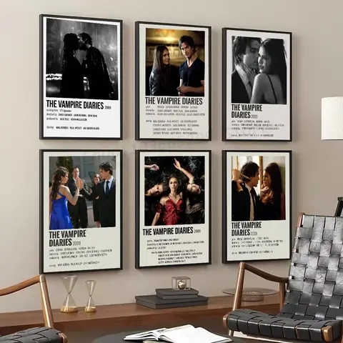1pc The Vampire Diaries Movie Poster Self-adhesive Art Waterproof Paper Sticker Coffee House Bar Room Wall Decor