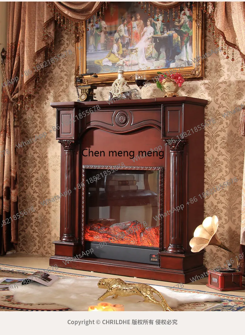 

Американский антикварный электронный имитационный камин для гостиной, декоративный шкаф в стиле французского ретро, темный цвет.