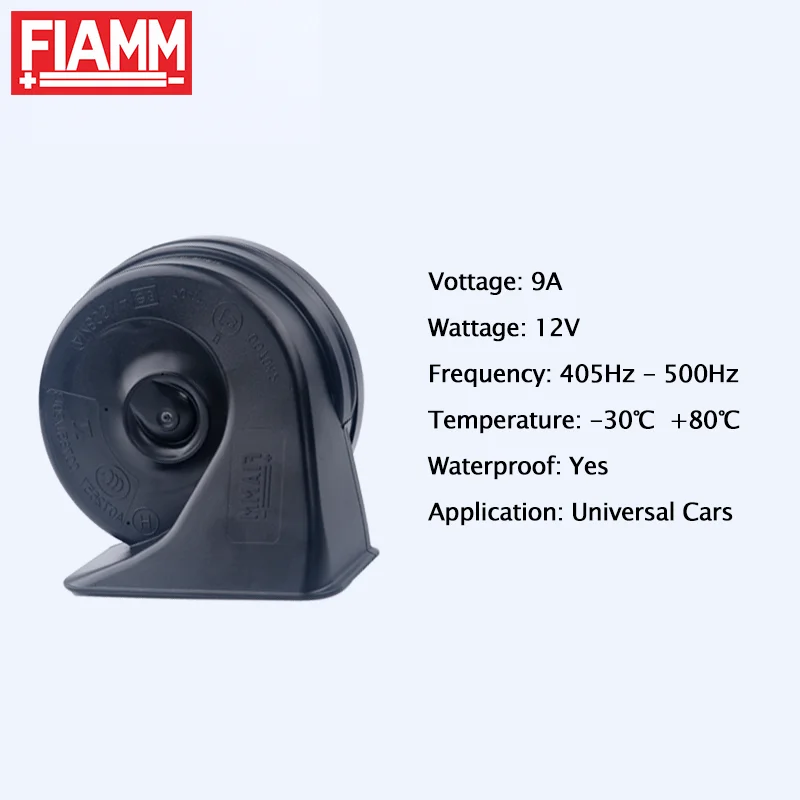 2PCS FIAMM Trumpet Horn 12V  Automotive General 410/510Hz Disc Car Horn AM80SX Waterproof Auto Snail Horn Whistle Bass Speakers