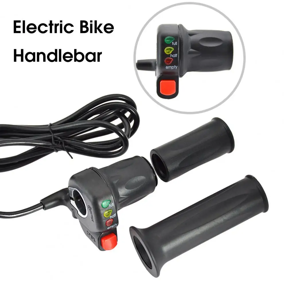 Acelerador elétrico para bicicletas com interruptor, visor de alimentação, travamento automático, mountain bike, controlo de velocidade, barra de alavanca, acessórios para bicicletas, 36 V, 48V