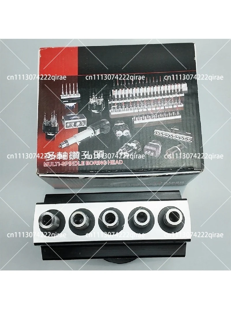 Adjustable Boring Head for 32x5mm Cabinet Hinge Shelf Pin Drilling with 5 Adaptors Straight or Threaded Shank