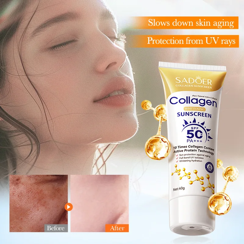 Collagen Anti-Aging &Anti-Wrinkle Sunscreen Whitening UV Protection Sun Cream SPF PA Facial Sunblock Moisturizing Daily Sun Care
