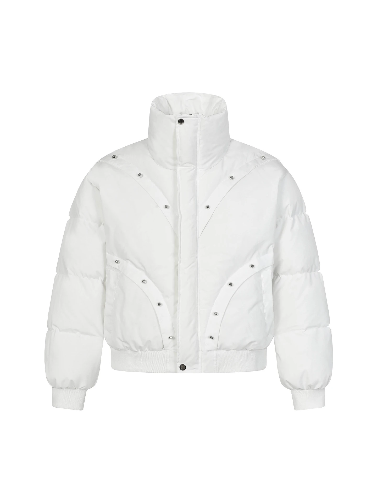 Men Women 2025 Winter New Couple's Warm Parkas Fashion Beaded Design Thickened Stand Collar Jackets Solid Color Handsome Parkas