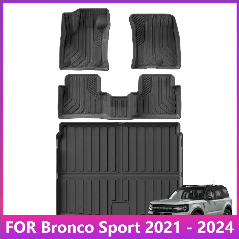 

Floor Mat For Bronco Sport 2021 - 2024 TPE 3D Car Mats Cargo Liner Trunk Pad Black Carpet Foot Pads All Weather Left Rudder