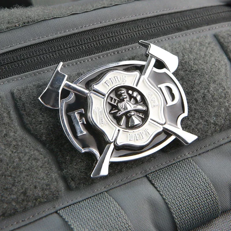 FD Firefighter Metal Morale Badge Armband Metal Hook&loop Patch 3D FIRE DEPT Tactical Patch Military Combat Backpack Stickers