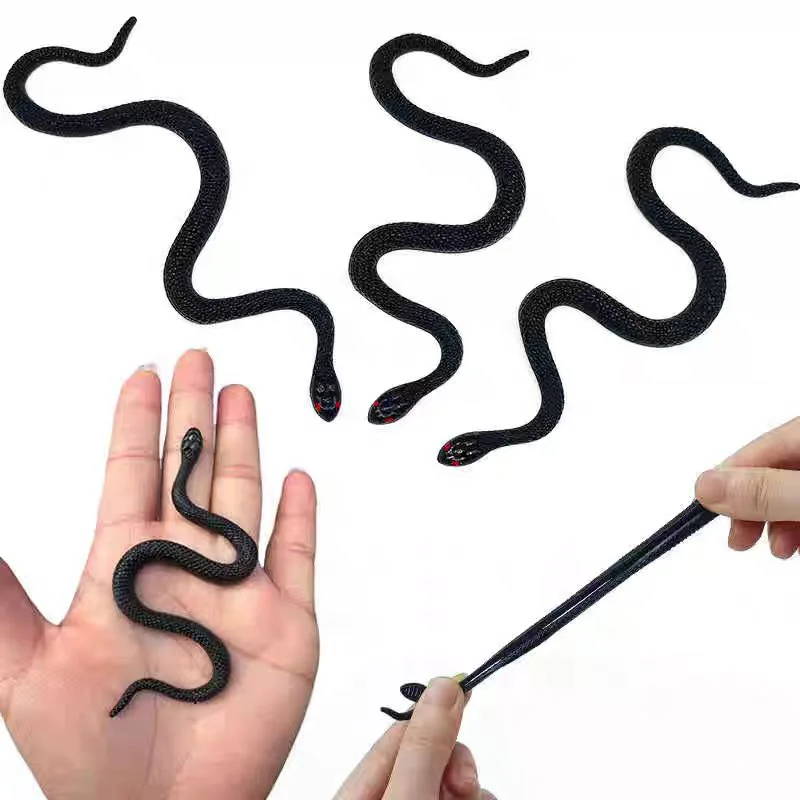 10 STKS Mini Black Snake Zacht Rubber Speelgoed Nieuwigheid Realistische Fake Scary Halloween April Fools' Day Party Prank Props Grappige Gag Geschenken