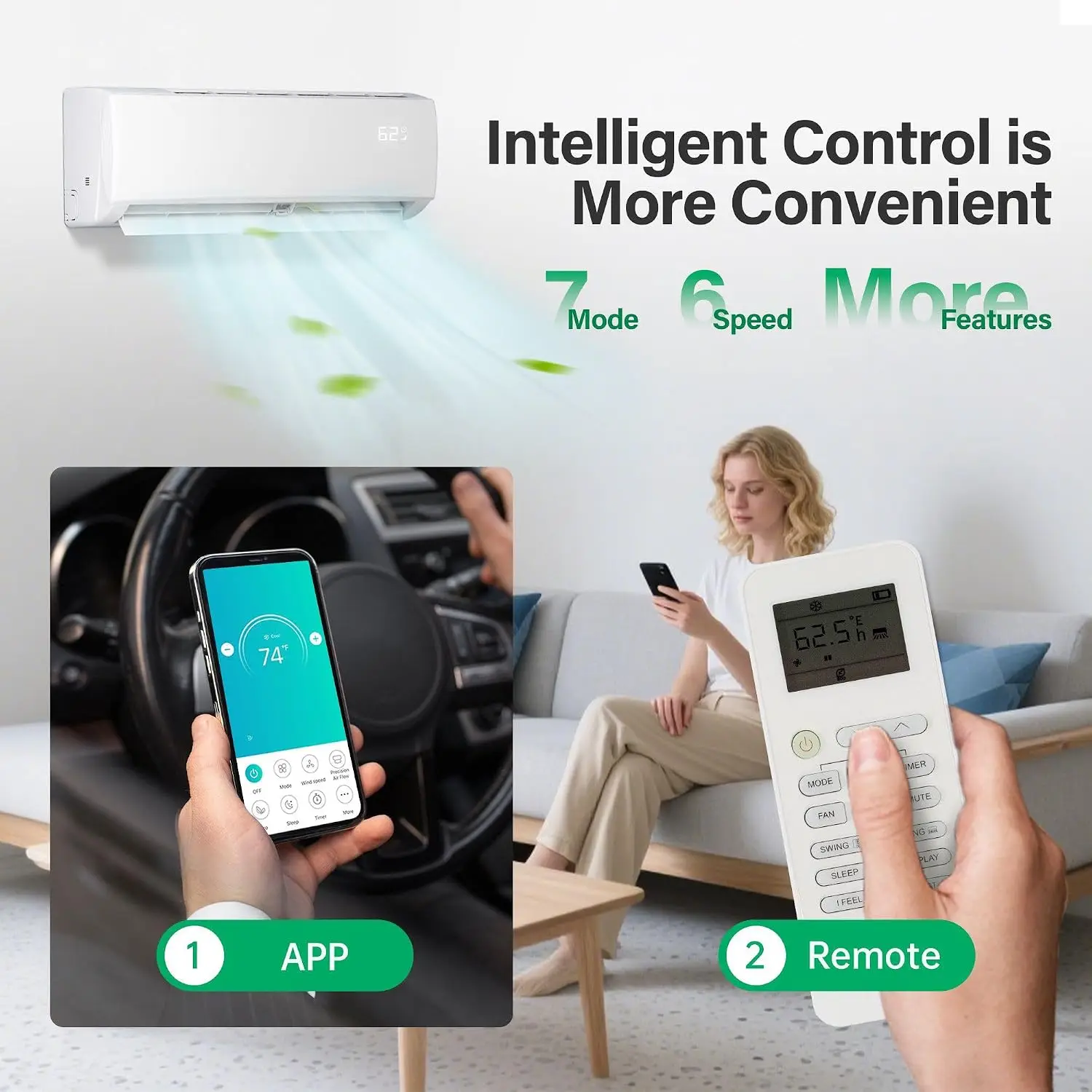 17000 BTU Mini Split Air Conditioner & Heater, Wifi Enabled 208-230V Energy Saving Wall Mounted Inverter Ductless, Customized