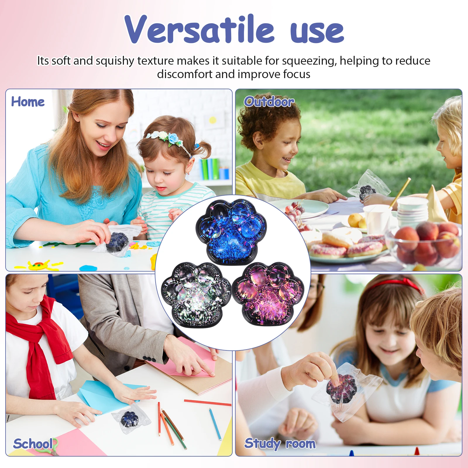 3 pièces jouets Squishy drôle jouet extensible mignon enfants presser jouet patte presser Fidget sensoriel cadeaux pour les enfants