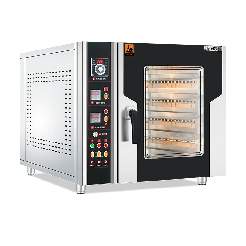 Commercial Baking Equipment Durable 8 Trays Electric Combi Steamer Deck Baking Oven