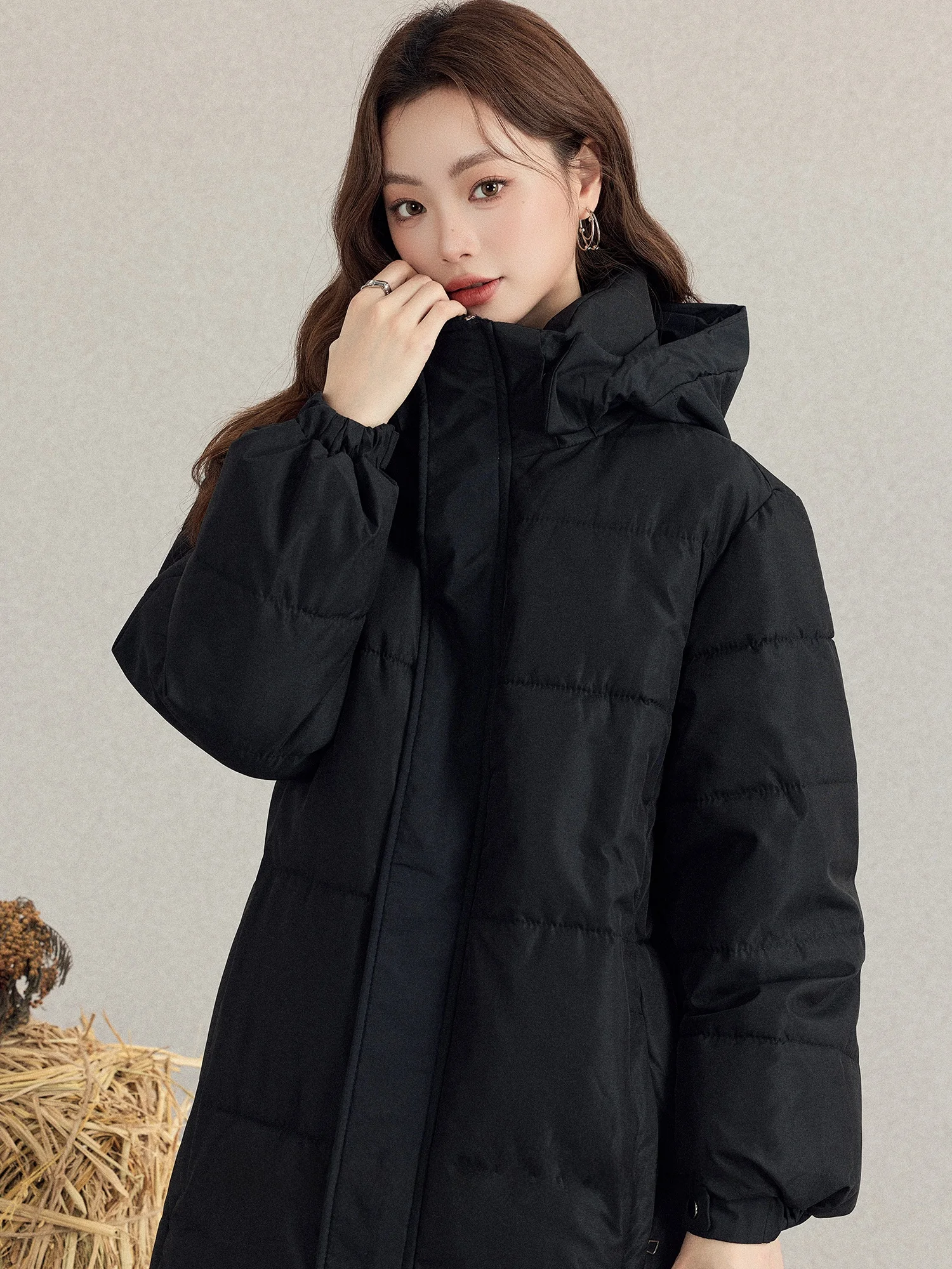 

Женская теплая куртка Muxiaoke с капюшоном, длинными рукавами, высокой талией, на молнии, повседневная, свободного кроя, осень-зима, новинка