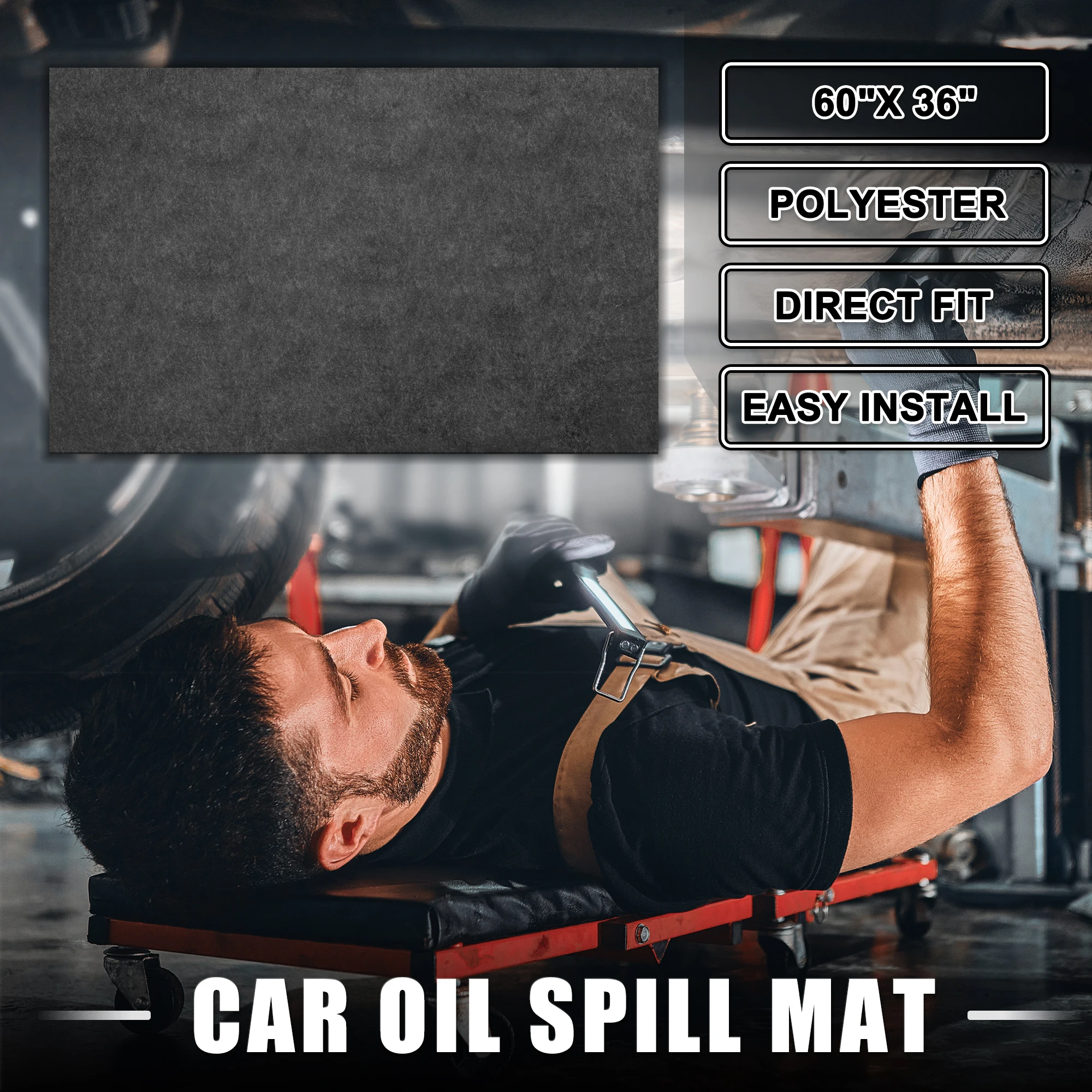 UXCELL 1-2 Pcs Car Oil Spill Mat Reusable Polyester Garage Floor Mat Under Car Backing Absorbent Pad 91cm-269cm Long