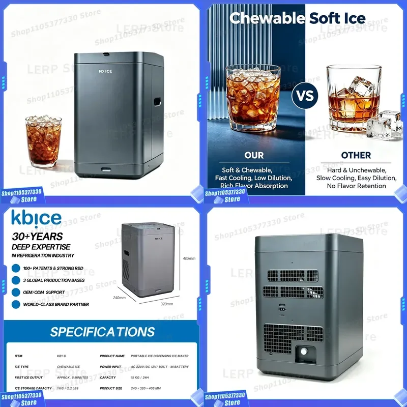 Factory Price Battery Powered Nugget Ice Maker Portable Ice Machine for Camping RV Outdoor New Chewable Ice Maker Portable